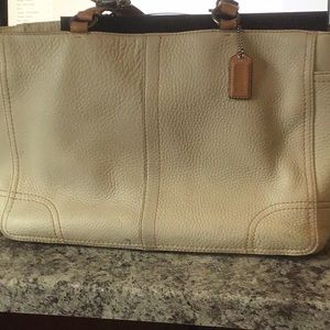 Coach light tan leather satchel purse